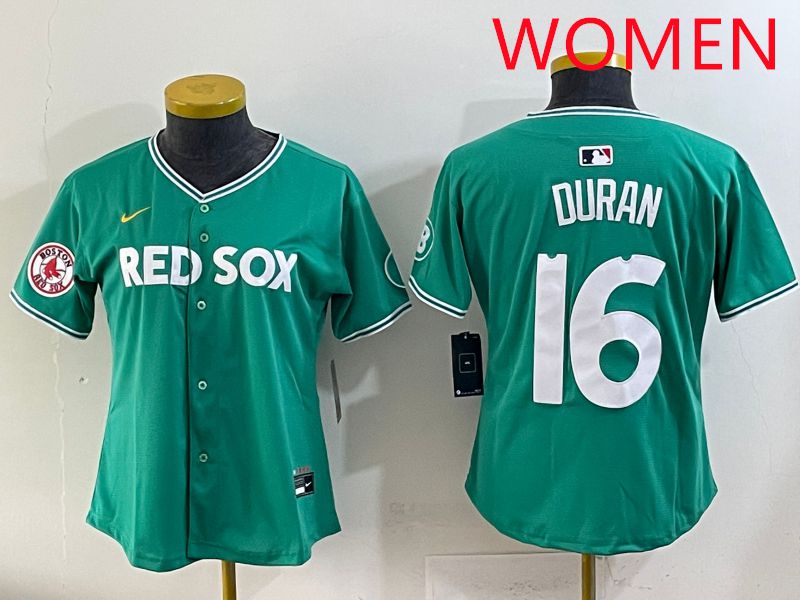 Women 2025 Boston Red Sox 16 Duran Dark Green Joint Name Nike MLB Jersey style 8
